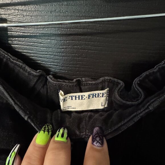 NWT Free People Drawstring Waist Barrel Jeans Black Large - Picture 3 of 7